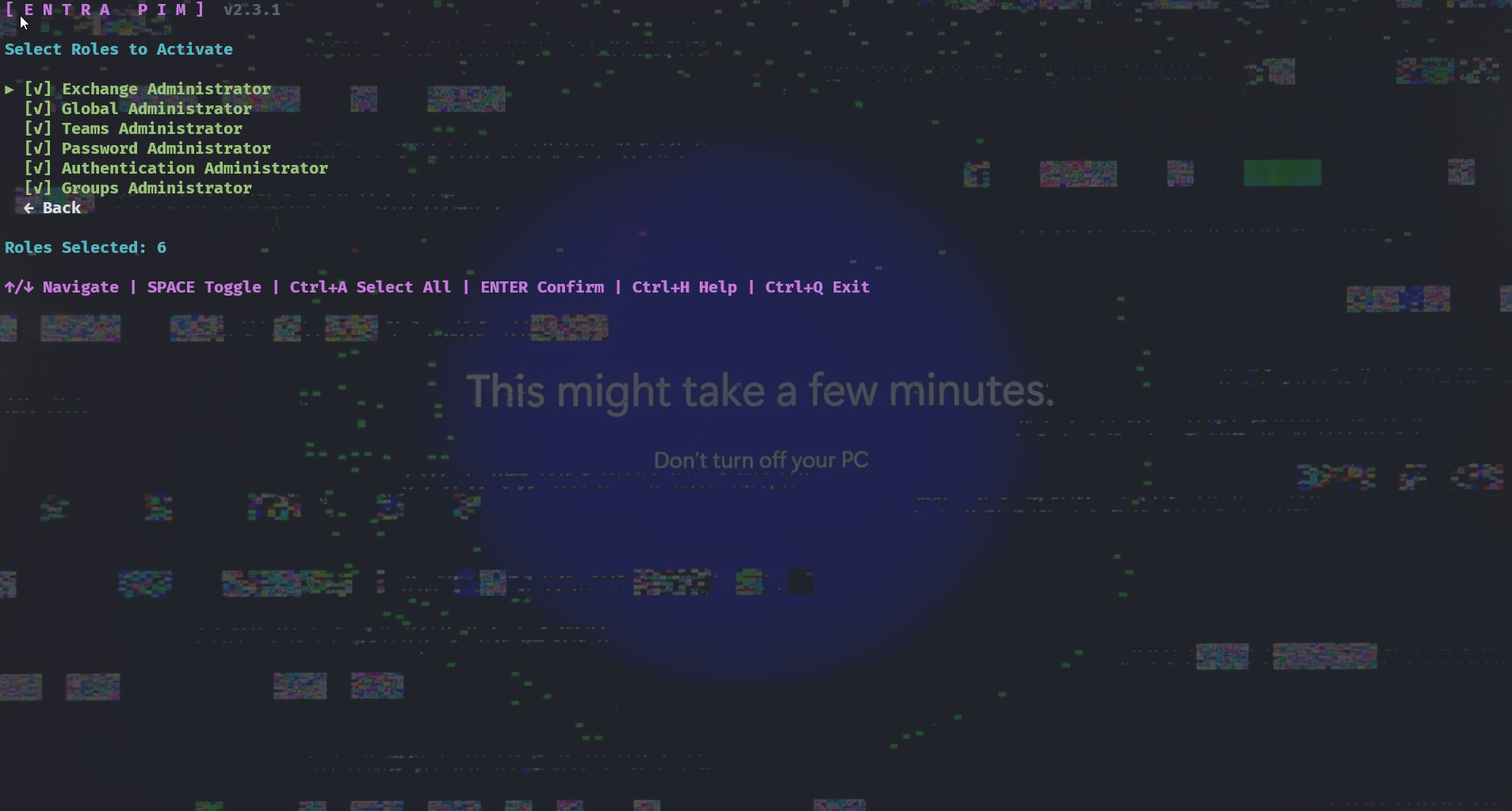 Role Selection - Choose roles to activate